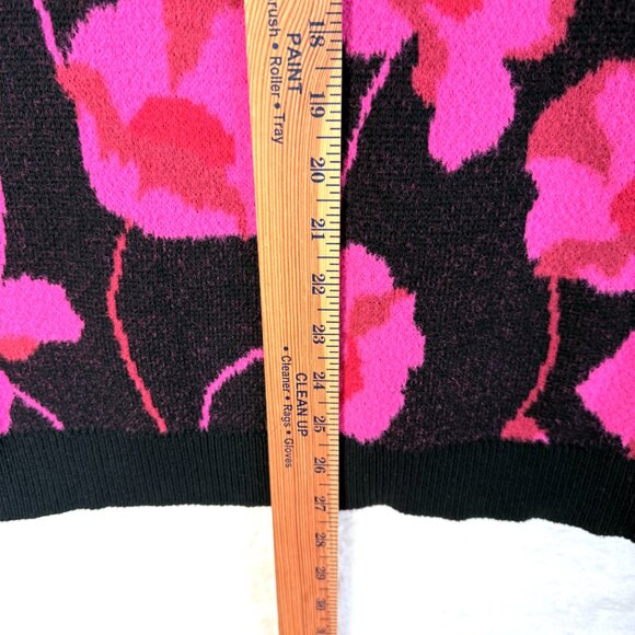 Cabi Rococo Floral Deep V Neck Pullover Sweater Womens M Black Pink Poppy Bloom - Picture 5 of 8